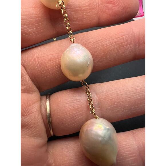 Baroque cultured pearl station toggle bracelet in gold over sterling silver - Picture 11 of 11